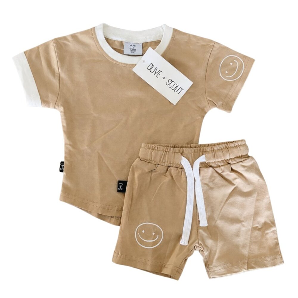 Olive + Scout Brown Smiley Beck Set – Size 3–6M (NWT)